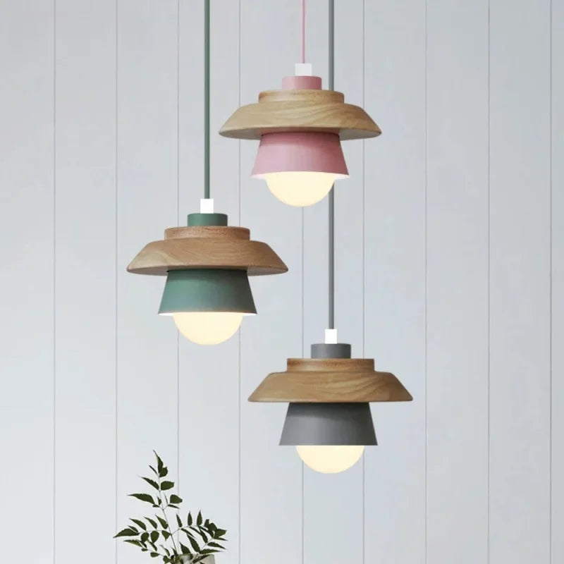 Holz-Pendelleuchte Macaron