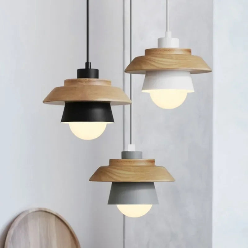 Holz-Pendelleuchte Macaron