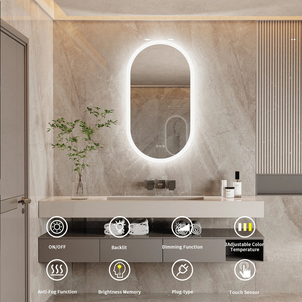 LumoOval LED-Badspiegel