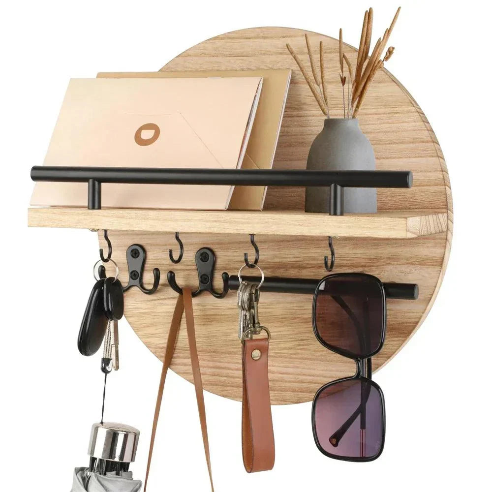 Runder Holz-Schlüsselhalter