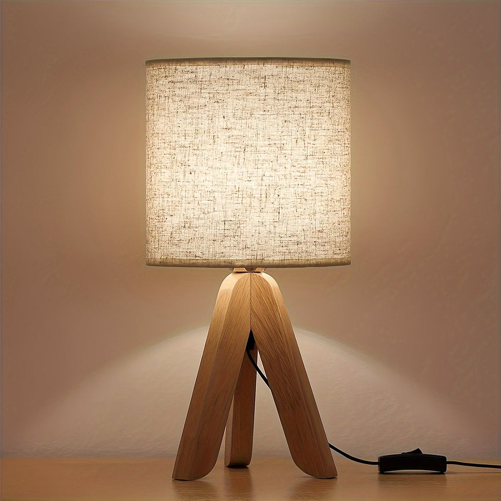 Holz-Dreibein-Tischlampe