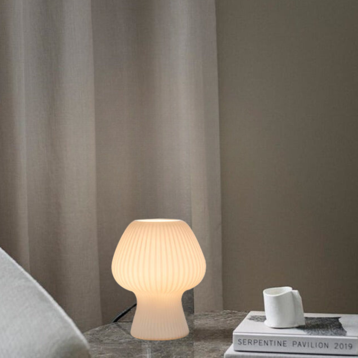 Gerippte Glas-Pilzlampe