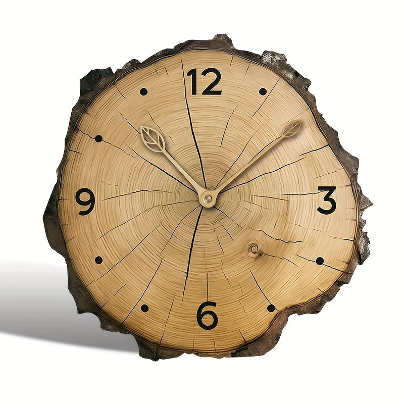 Rustikale Holzscheiben-Wanduhr