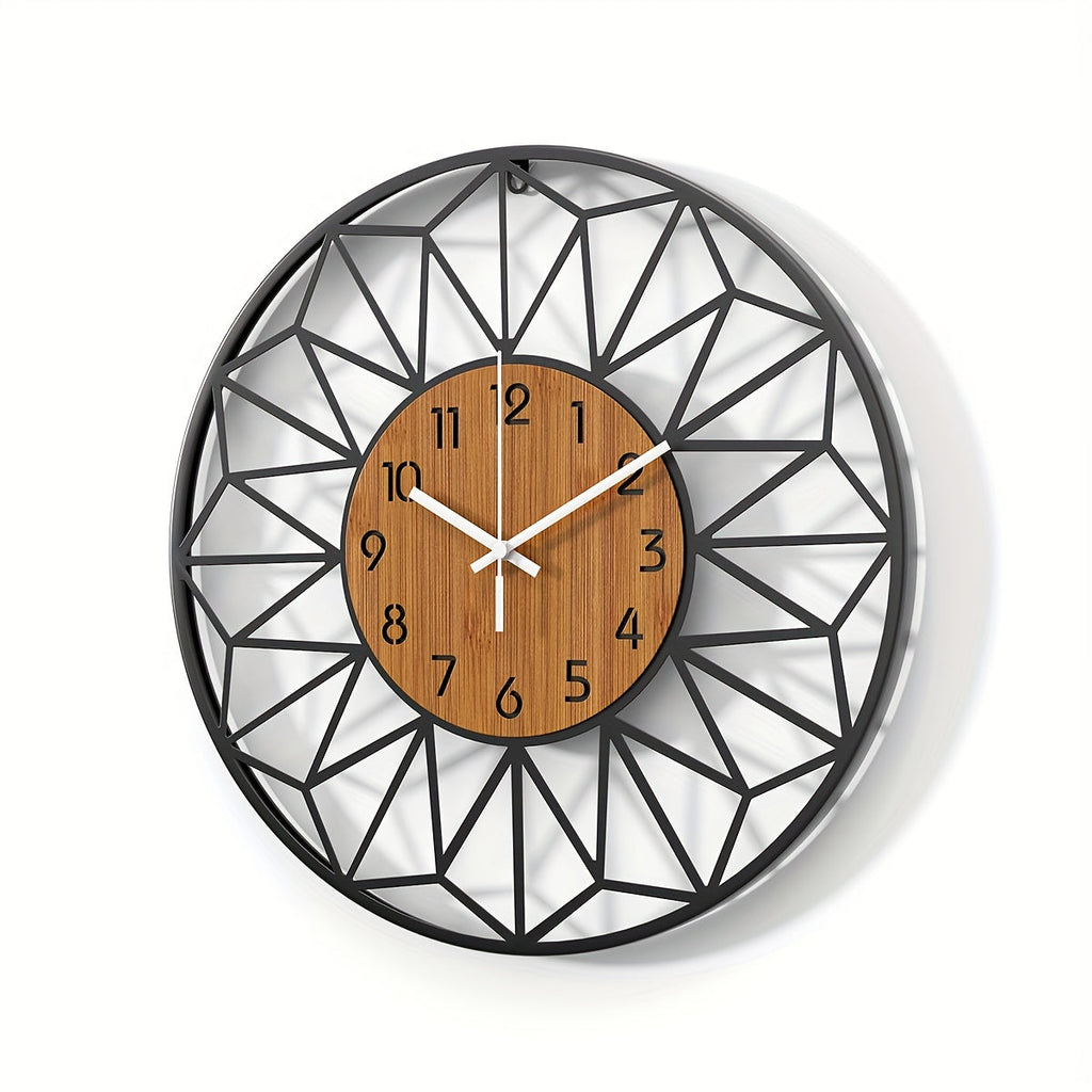 Metall-Wanduhr mit Holzkern
