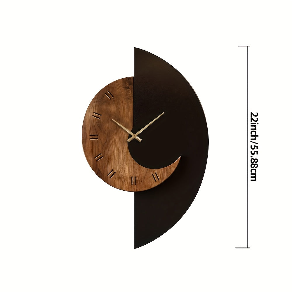 Halbmond-Wanduhr aus Holz