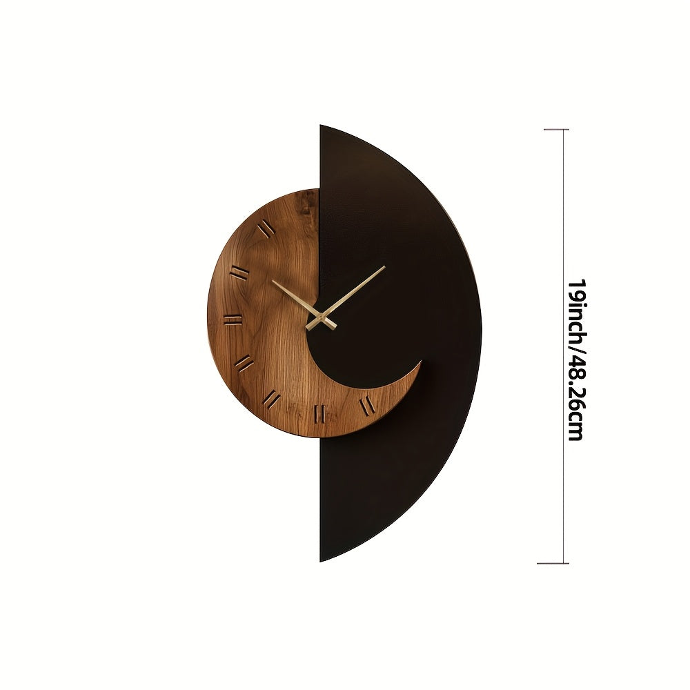 Halbmond-Wanduhr aus Holz