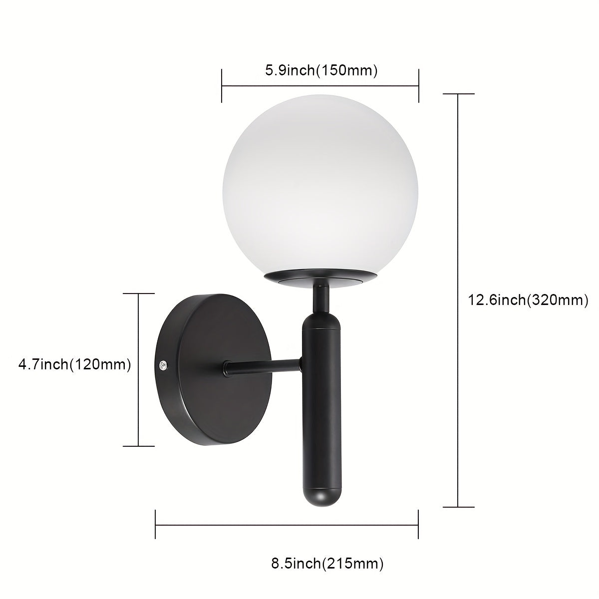 Glas-Kugel Wandlampe poliert