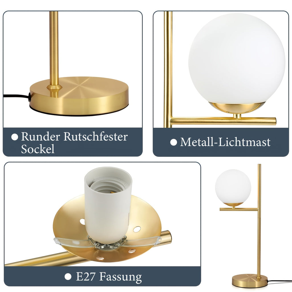 Goldene Tischlampe mit Glaskugel