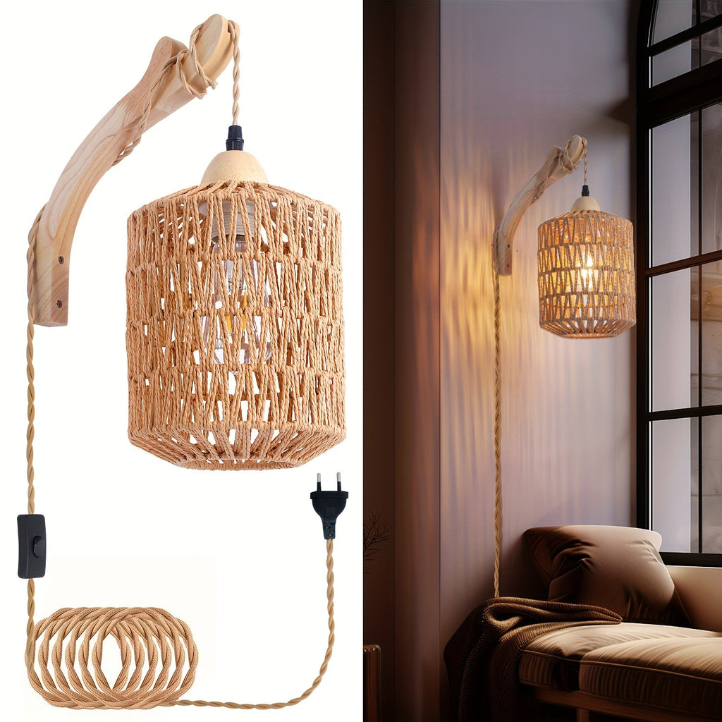 Boho Rattan-Steckerleuchte