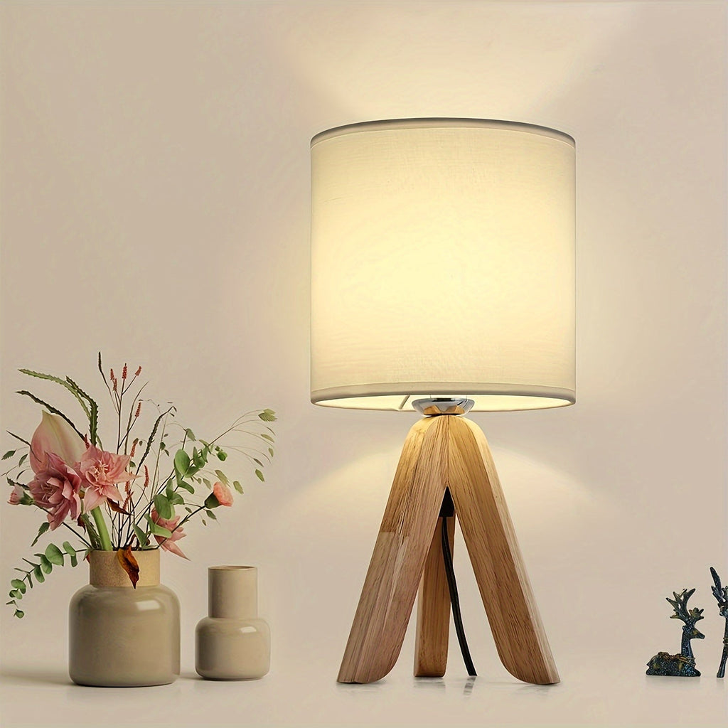 Holz-Dreibein-Tischlampe