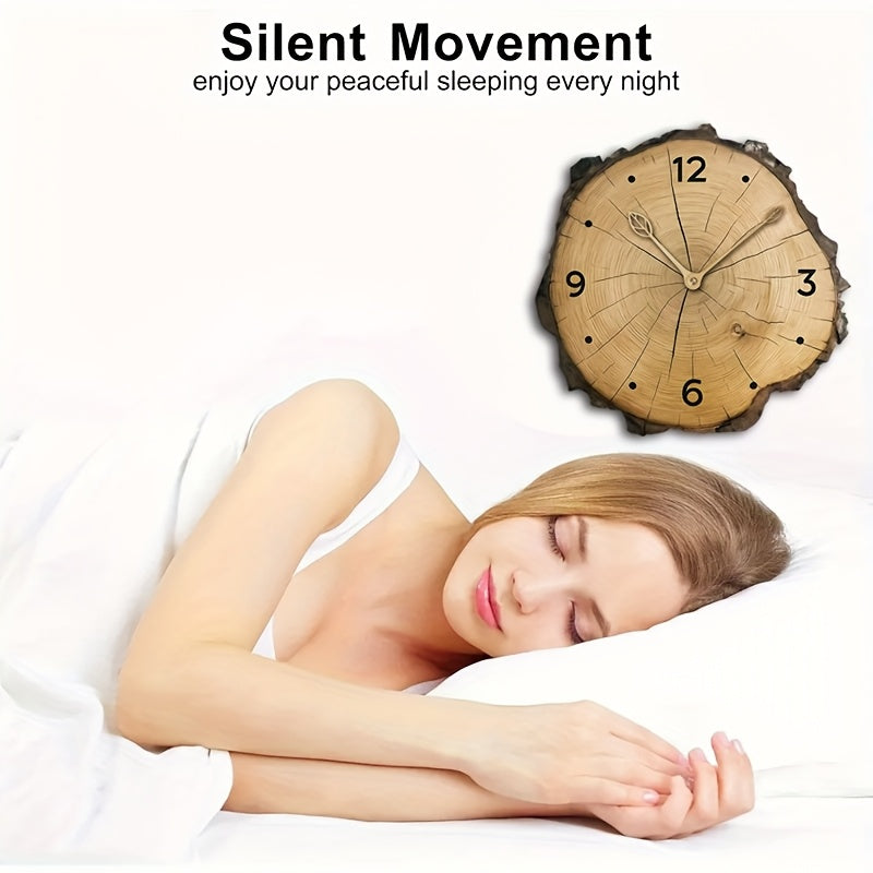 Rustikale Holzscheiben-Wanduhr