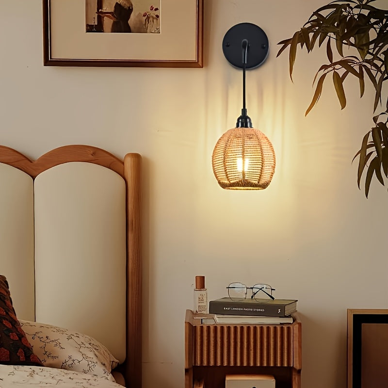 Boho Rattan-Wandleuchte