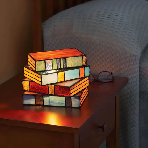 Buchlampe aus Buntglas